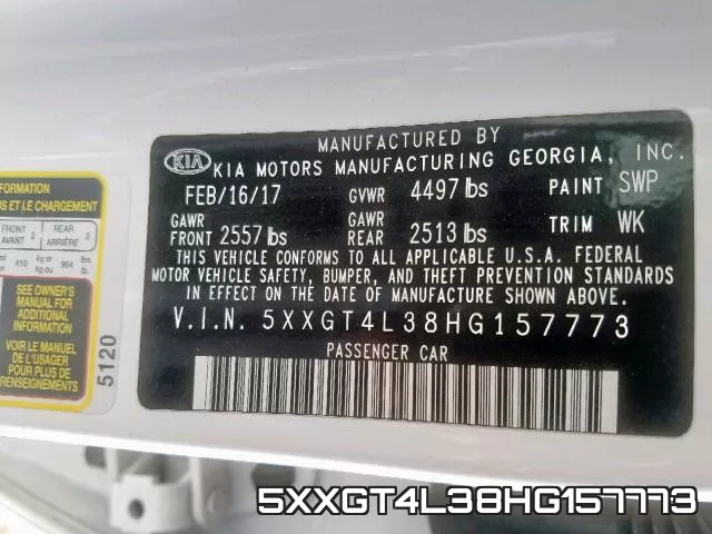 5XXGT4L38HG157773 фото 2