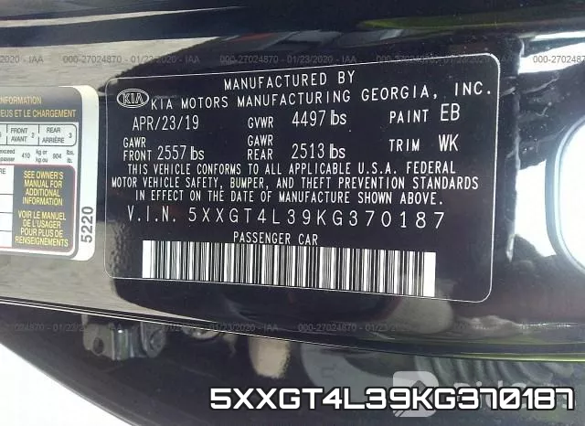 5XXGT4L39KG370187 фото 10
