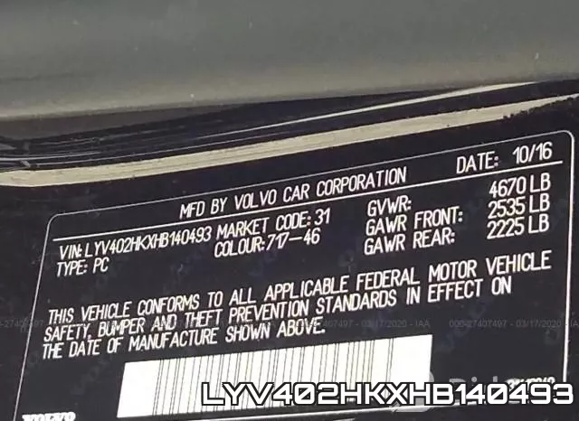 LYV402HKXHB140493 фото 10