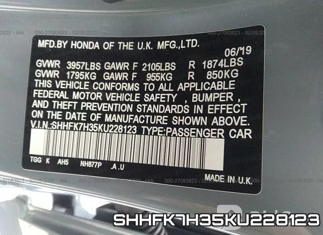 SHHFK7H35KU228123 фото 10