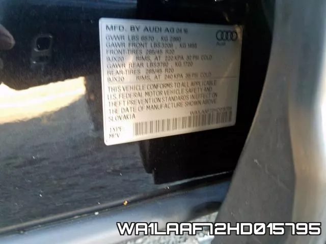 WA1LAAF72HD015795 фото 2