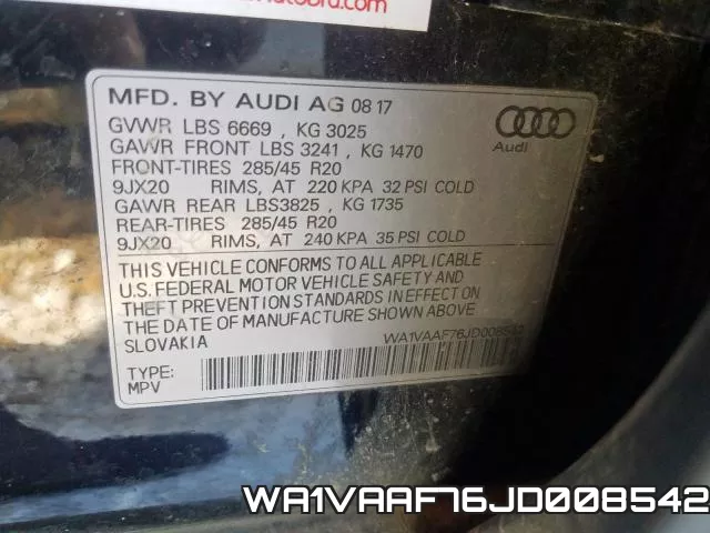 WA1VAAF76JD008542 фото 2