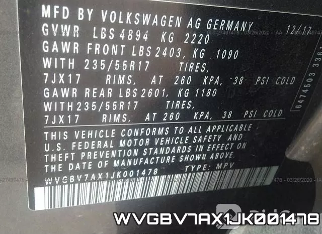 WVGBV7AX1JK001478 фото 10
