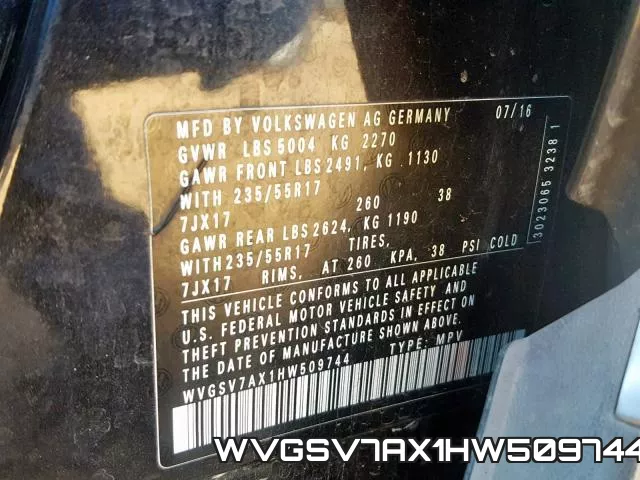 WVGSV7AX1HW509744 фото 2