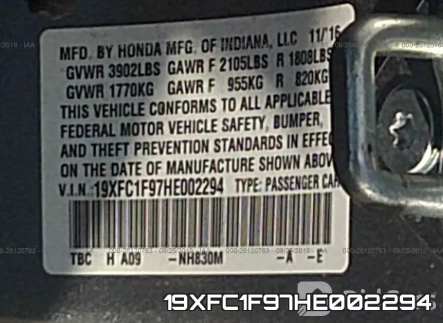 19XFC1F97HE002294 фото 10