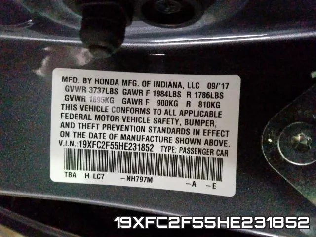 19XFC2F55HE231852 фото 2