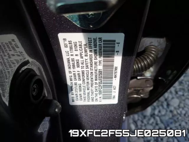 19XFC2F55JE025081 фото 2