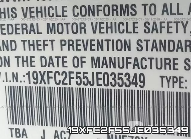 19XFC2F55JE035349 фото 10