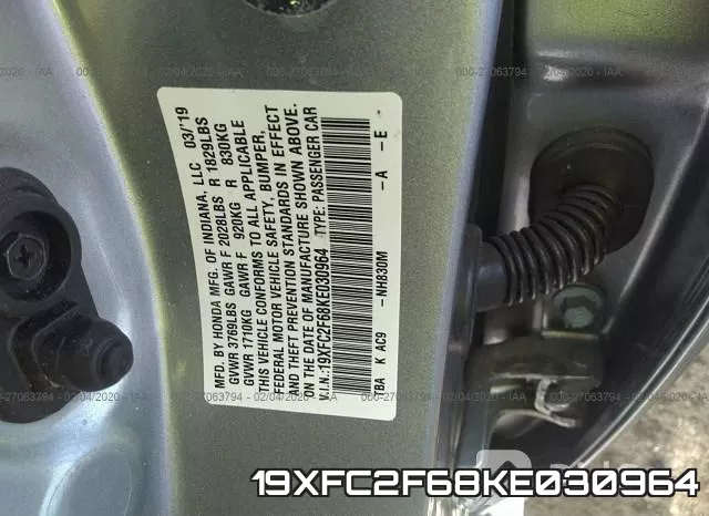 19XFC2F68KE030964 фото 10