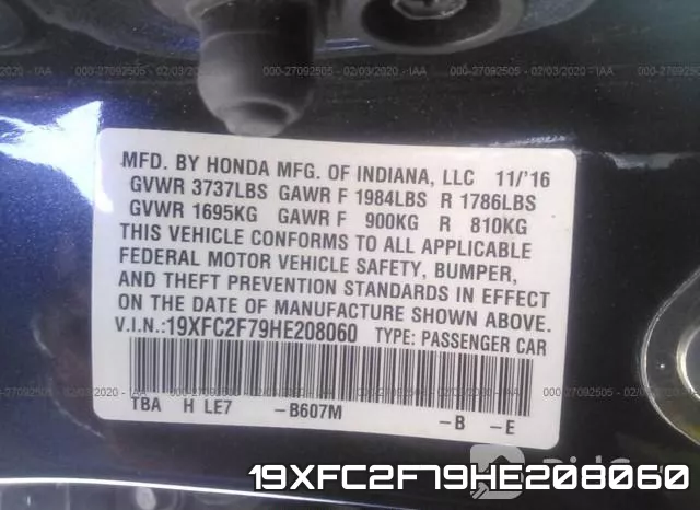 19XFC2F79HE208060 фото 10