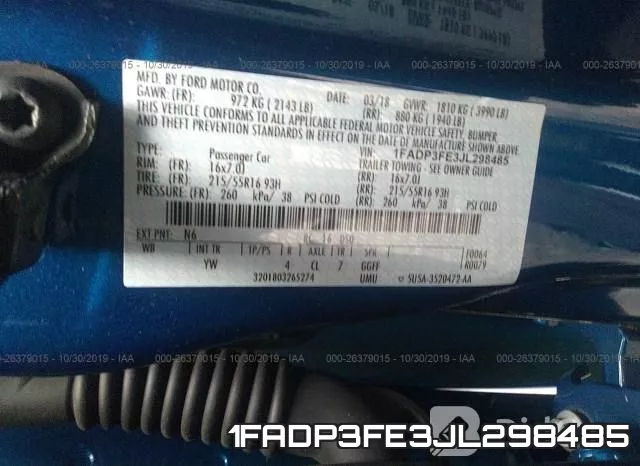 1FADP3FE3JL298485 фото 10