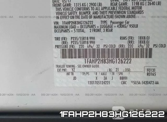1FAHP2H83HG126222 фото 10
