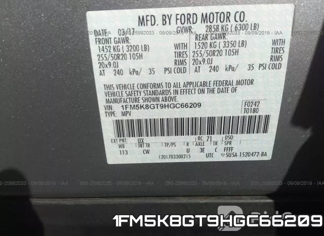 1FM5K8GT9HGC66209 фото 10