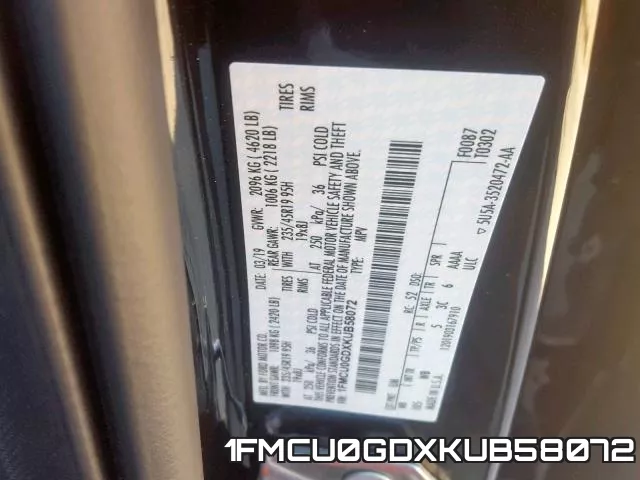 1FMCU0GDXKUB58072 фото 2