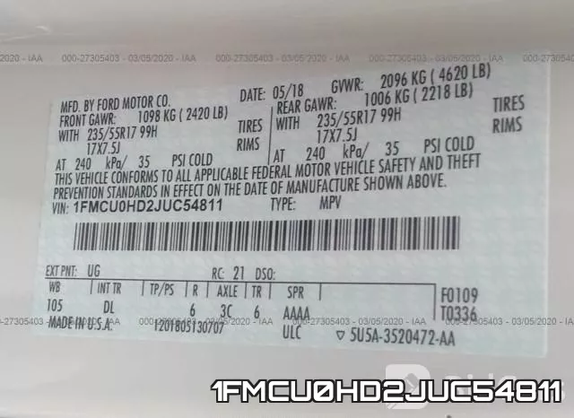 1FMCU0HD2JUC54811 фото 10