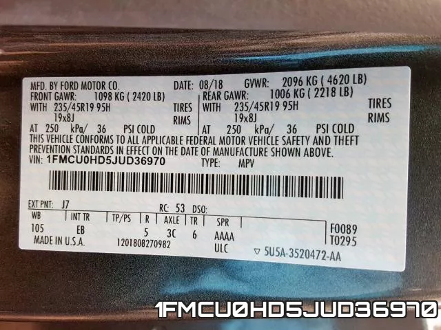 1FMCU0HD5JUD36970 фото 2