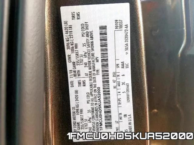 1FMCU0HD5KUA52000 фото 2
