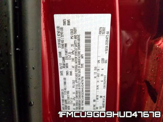 1FMCU9GD9HUD47678 фото 2