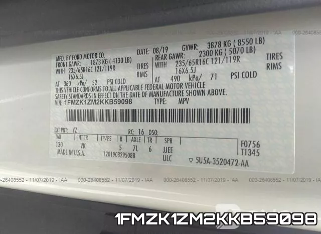 1FMZK1ZM2KKB59098 фото 10