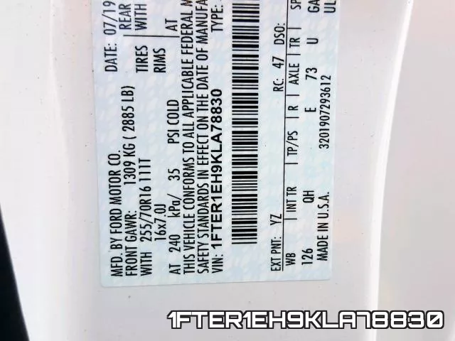 1FTER1EH9KLA78830 фото 2