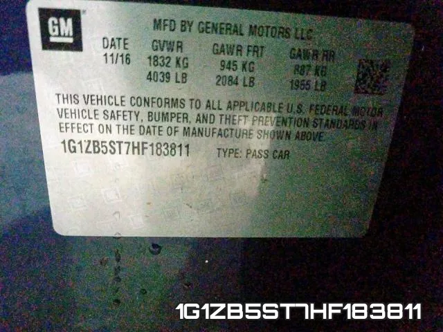 1G1ZB5ST7HF183811 фото 2