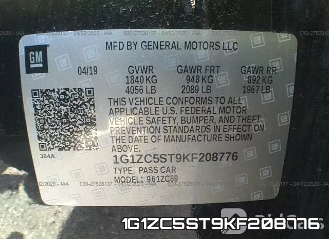 1G1ZC5ST9KF208776 фото 10