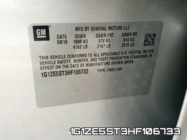 1G1ZE5ST3HF106733 фото 2