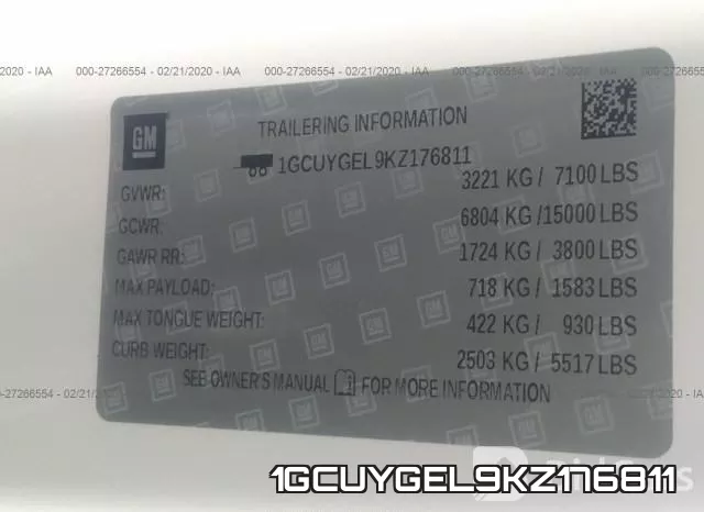1GCUYGEL9KZ176811 фото 10