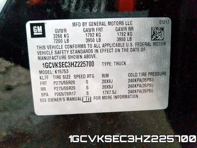 1GCVKSEC3HZ225700 фото 2