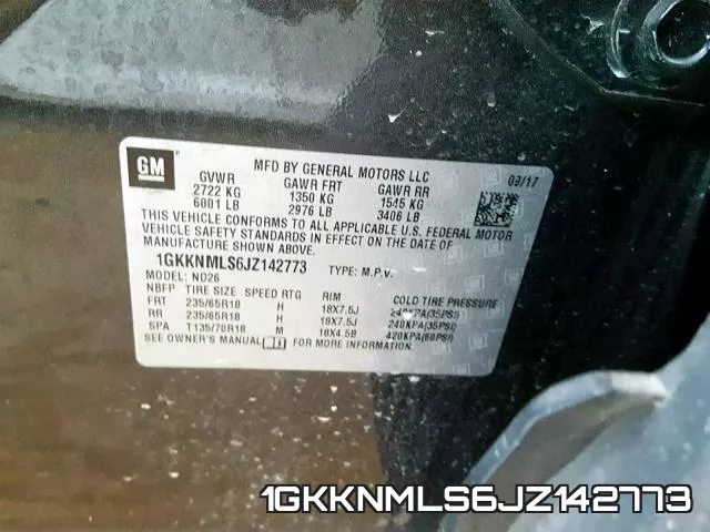 1GKKNMLS6JZ142773 фото 2