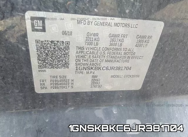 1GNSKBKC6JR381704 фото 10