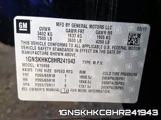 1GNSKHKC8HR241943 фото 2