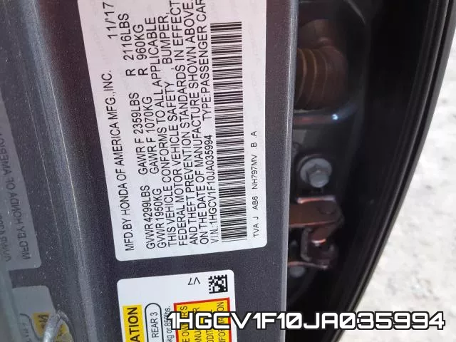 1HGCV1F10JA035994 фото 2