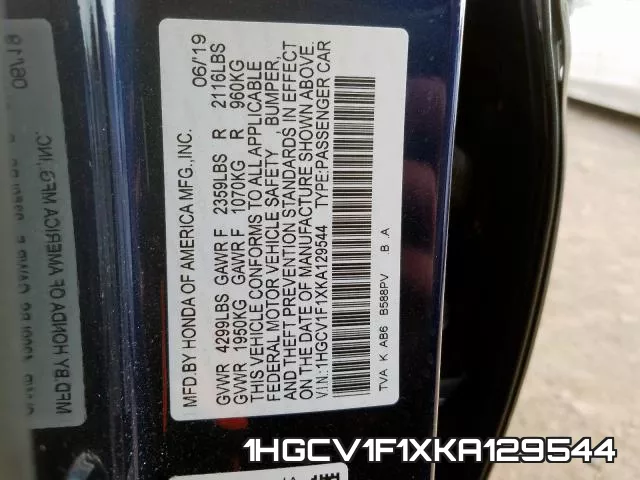 1HGCV1F1XKA129544 фото 2