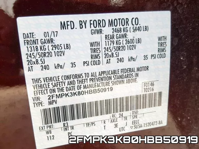 2FMPK3K80HBB50919 фото 2