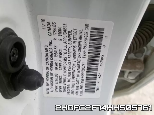 2HGFC2F74HH505761 фото 2