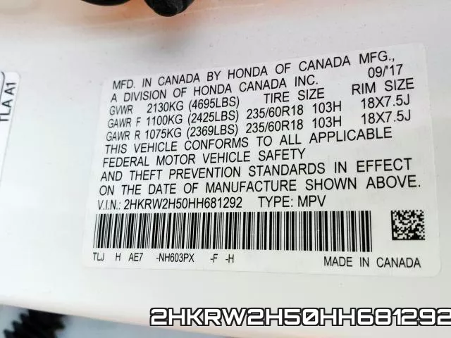 2HKRW2H50HH681292 фото 2