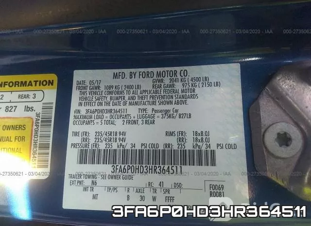 3FA6P0HD3HR364511 фото 10