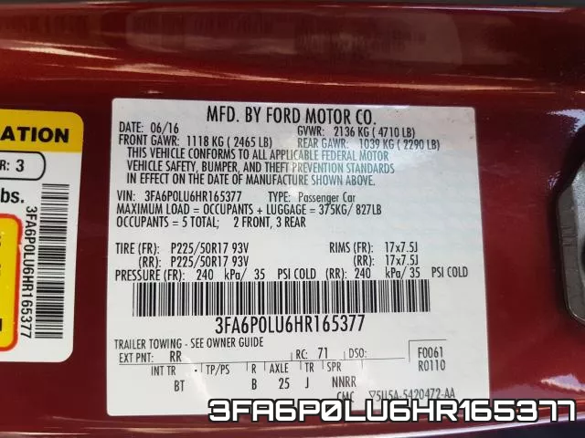 3FA6P0LU6HR165377 фото 2