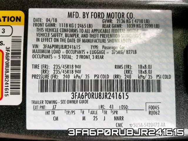 3FA6P0RU8JR241615 фото 2
