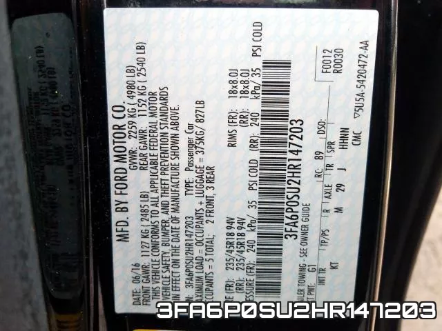 3FA6P0SU2HR147203 фото 2