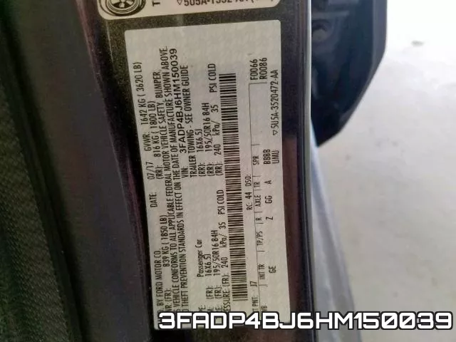 3FADP4BJ6HM150039 фото 2