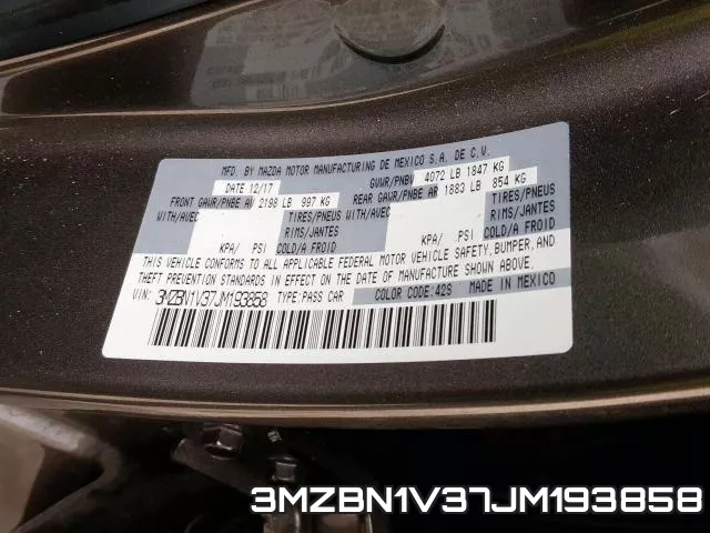 3MZBN1V37JM193858 фото 2