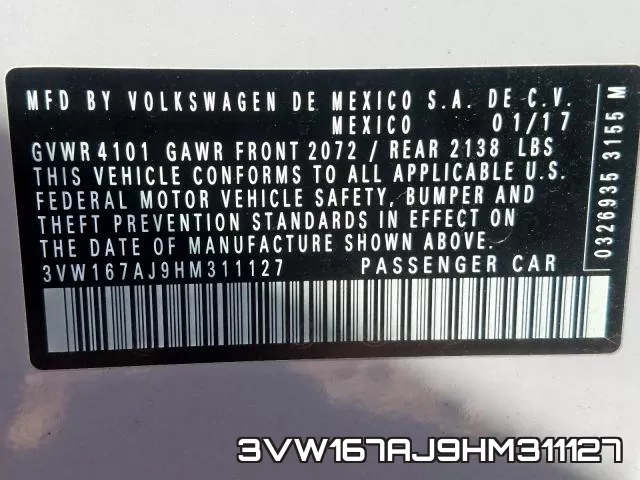 3VW167AJ9HM311127 фото 2