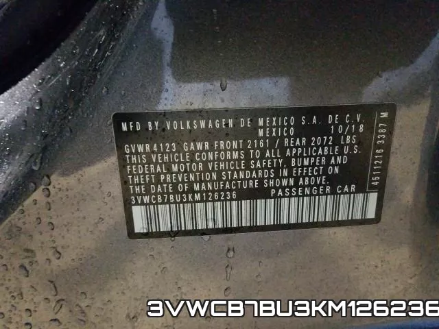3VWCB7BU3KM126236 фото 2