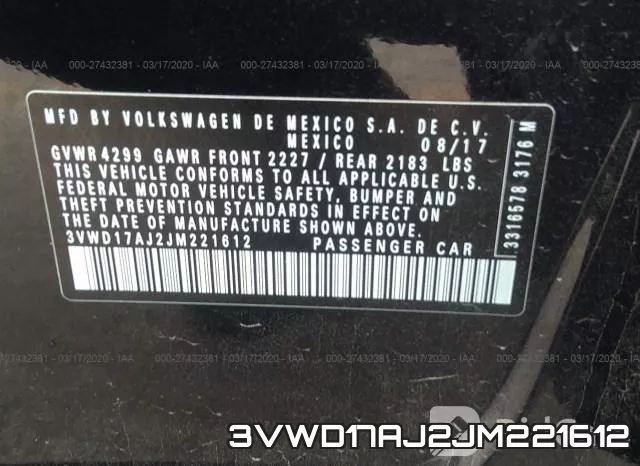 3VWD17AJ2JM221612 фото 10