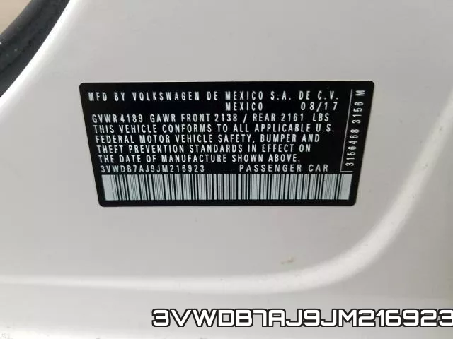 3VWDB7AJ9JM216923 фото 2