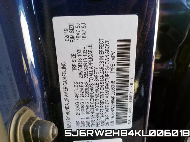 5J6RW2H84KL006018 фото 2