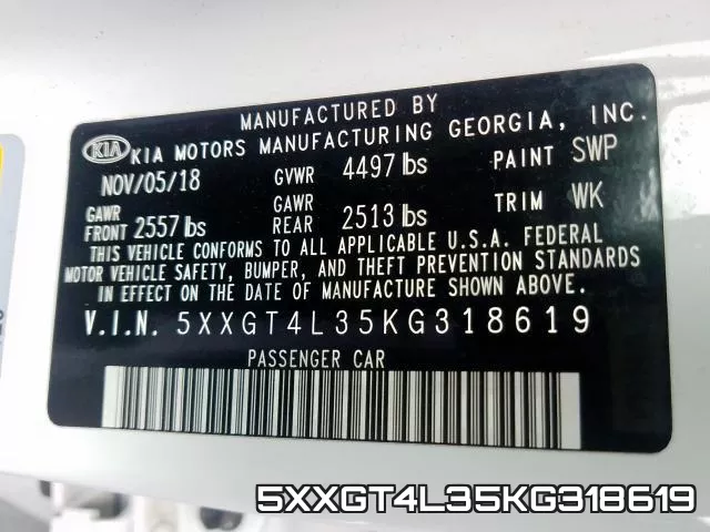 5XXGT4L35KG318619 фото 2