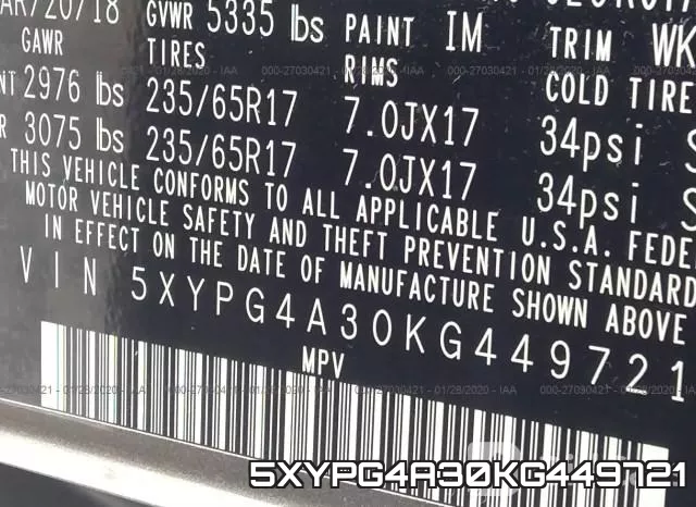 5XYPG4A30KG449721 фото 10